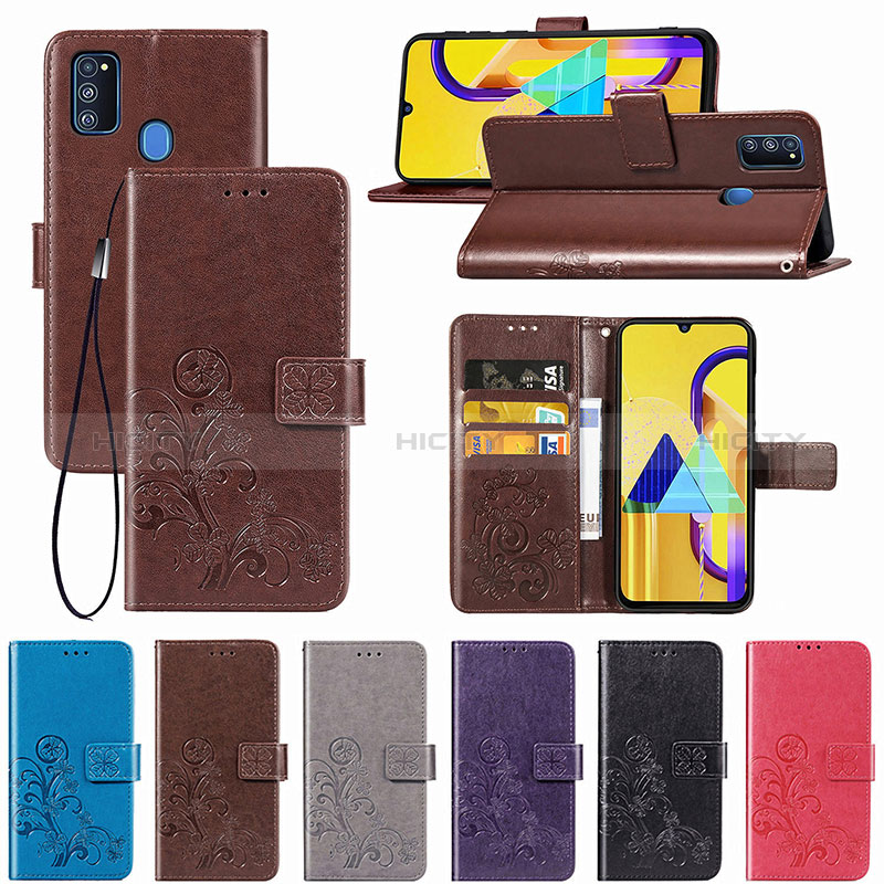 Custodia Portafoglio In Pelle Fiori Cover con Supporto per Samsung Galaxy M30s