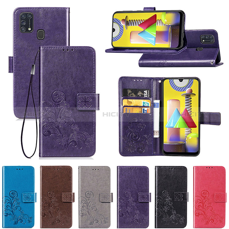 Custodia Portafoglio In Pelle Fiori Cover con Supporto per Samsung Galaxy M31 Prime Edition