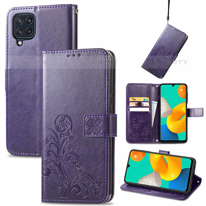 Custodia Portafoglio In Pelle Fiori Cover con Supporto per Samsung Galaxy M32 4G