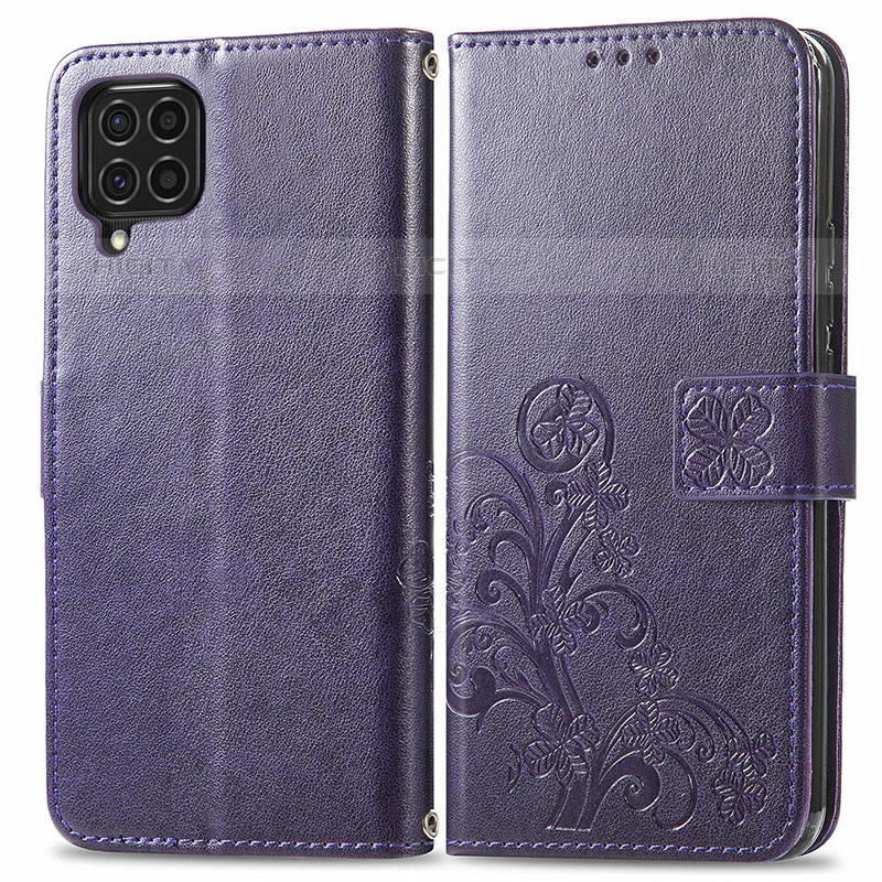 Custodia Portafoglio In Pelle Fiori Cover con Supporto per Samsung Galaxy M62 4G Viola