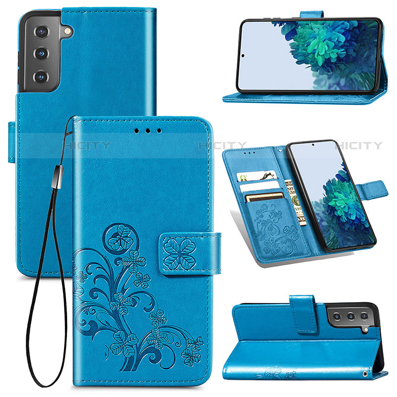 Custodia Portafoglio In Pelle Fiori Cover con Supporto per Samsung Galaxy S21 5G