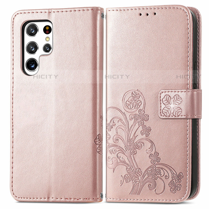 Custodia Portafoglio In Pelle Fiori Cover con Supporto per Samsung Galaxy S22 Ultra 5G