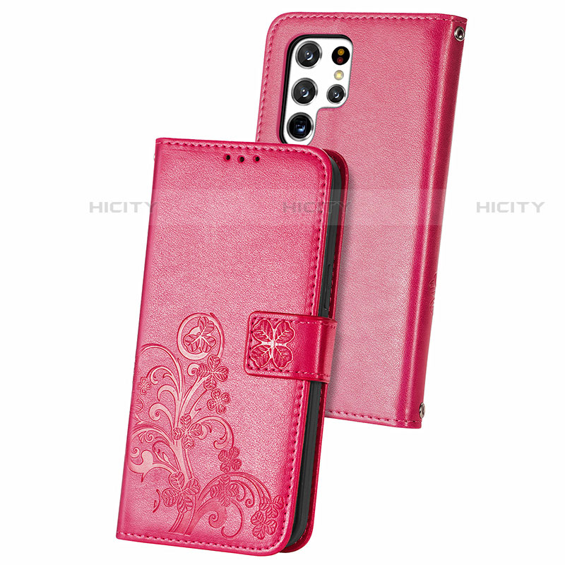 Custodia Portafoglio In Pelle Fiori Cover con Supporto per Samsung Galaxy S22 Ultra 5G