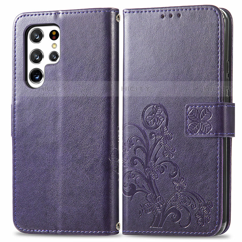 Custodia Portafoglio In Pelle Fiori Cover con Supporto per Samsung Galaxy S23 Ultra 5G