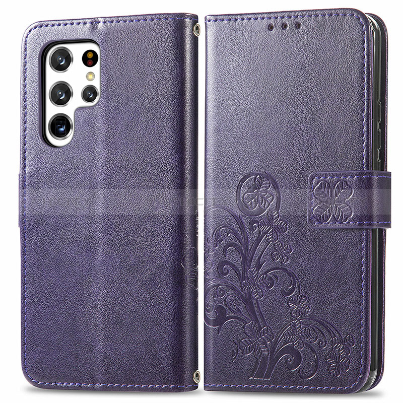 Custodia Portafoglio In Pelle Fiori Cover con Supporto per Samsung Galaxy S24 Ultra 5G