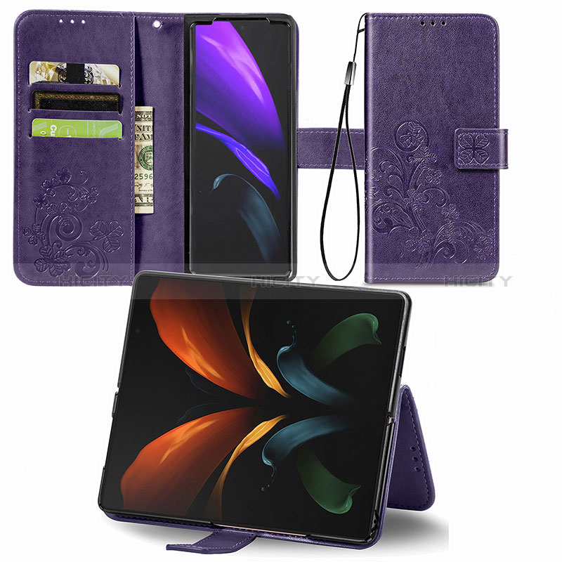 Custodia Portafoglio In Pelle Fiori Cover con Supporto per Samsung Galaxy Z Fold2 5G