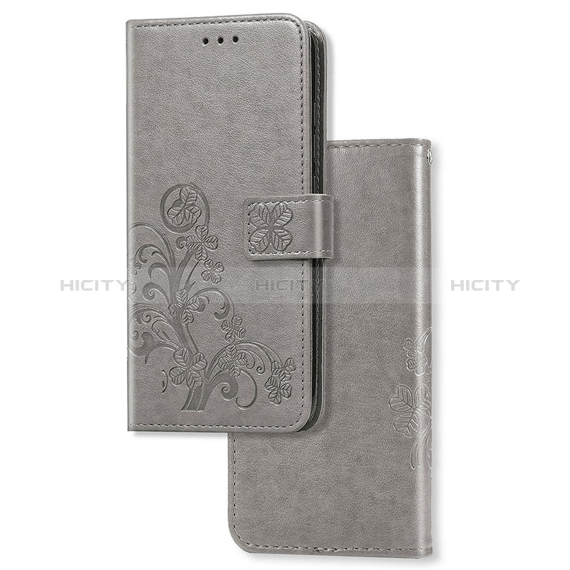 Custodia Portafoglio In Pelle Fiori Cover con Supporto per Sony Xperia 1 II Grigio