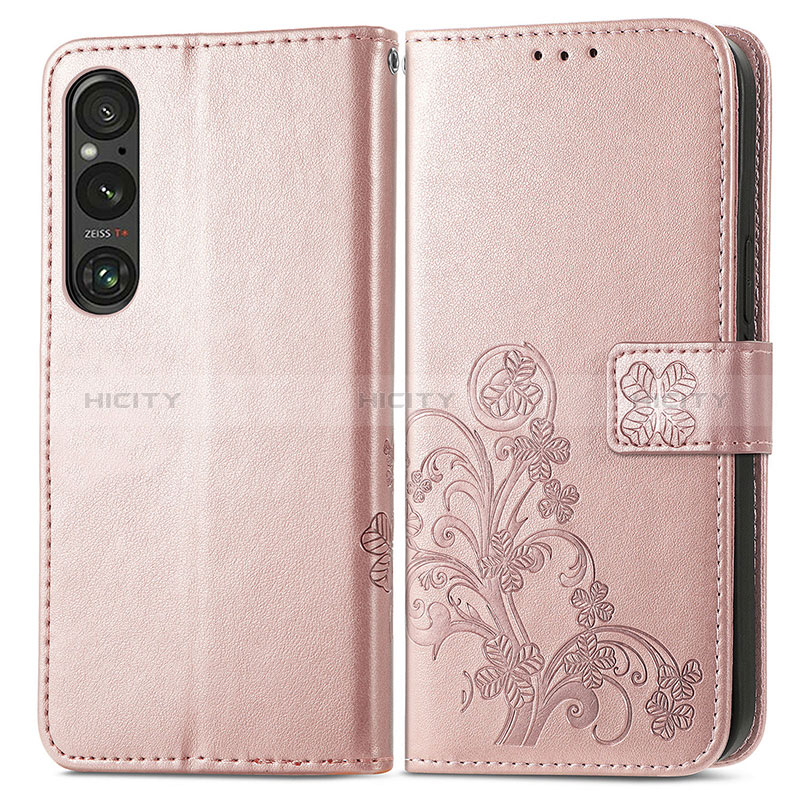 Custodia Portafoglio In Pelle Fiori Cover con Supporto per Sony Xperia 1 V