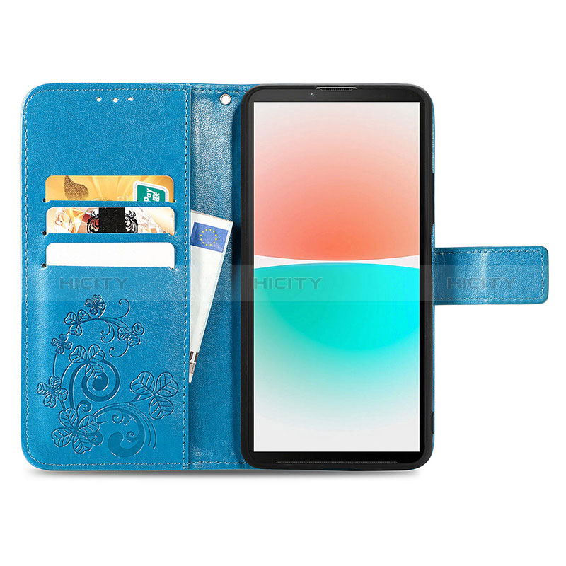 Custodia Portafoglio In Pelle Fiori Cover con Supporto per Sony Xperia 10 IV SO-52C