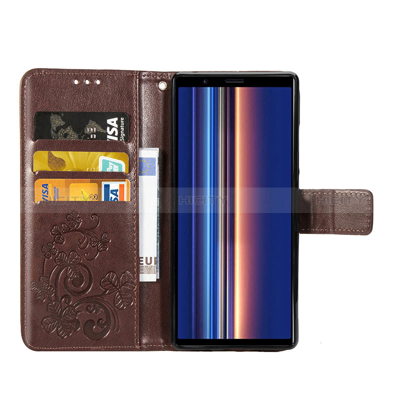 Custodia Portafoglio In Pelle Fiori Cover con Supporto per Sony Xperia 5