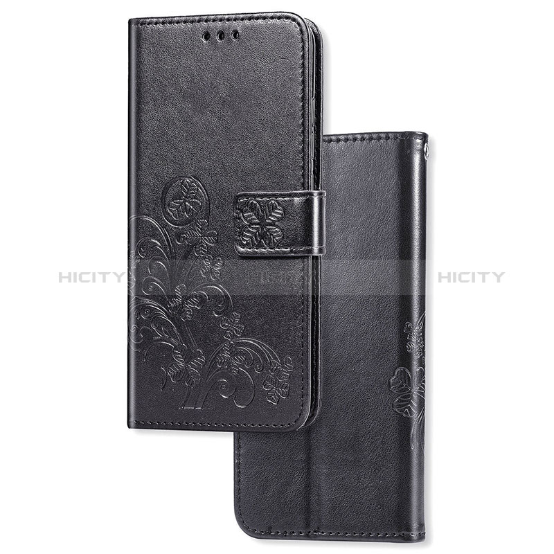 Custodia Portafoglio In Pelle Fiori Cover con Supporto per Sony Xperia 5 Nero