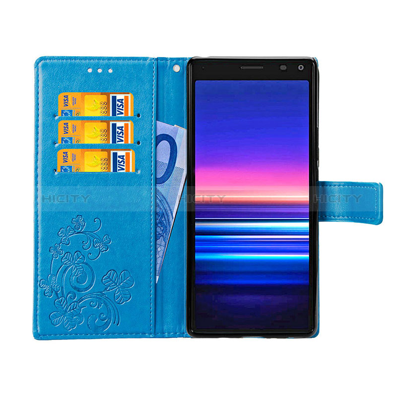 Custodia Portafoglio In Pelle Fiori Cover con Supporto per Sony Xperia 8 Lite