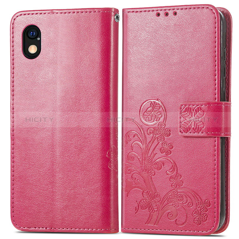 Custodia Portafoglio In Pelle Fiori Cover con Supporto per Sony Xperia Ace III Rosso