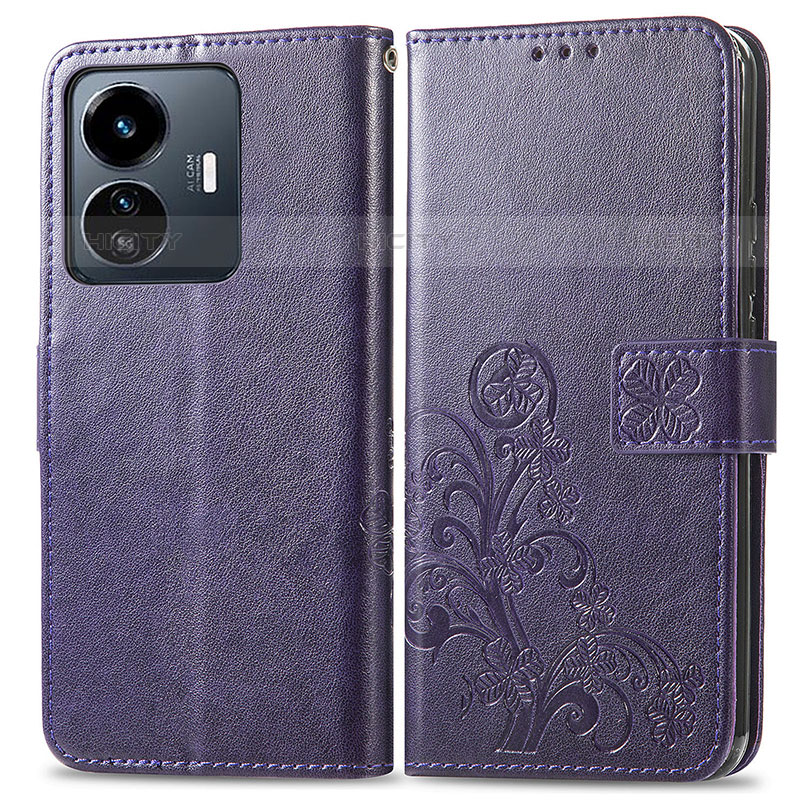 Custodia Portafoglio In Pelle Fiori Cover con Supporto per Vivo iQOO Z6 Lite 5G