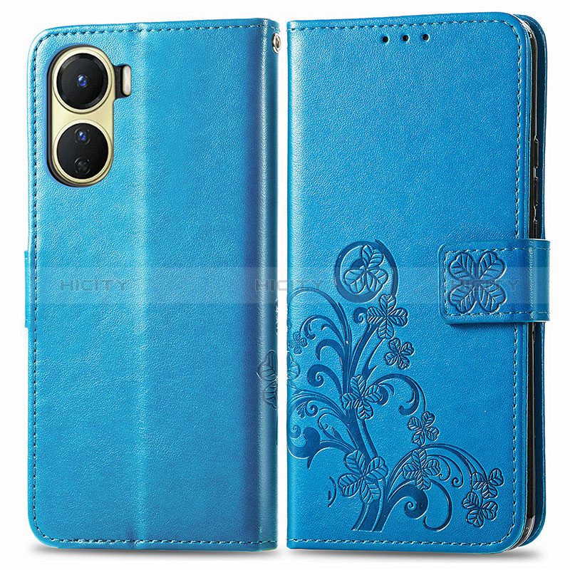 Custodia Portafoglio In Pelle Fiori Cover con Supporto per Vivo Y02S