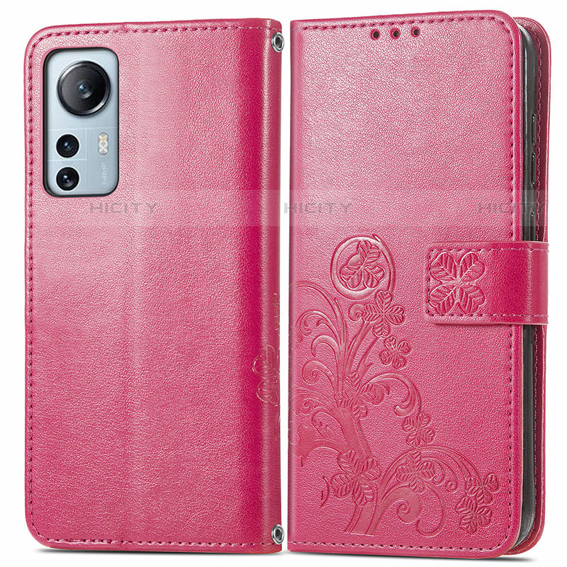 Custodia Portafoglio In Pelle Fiori Cover con Supporto per Xiaomi Mi 12 Lite 5G Rosso