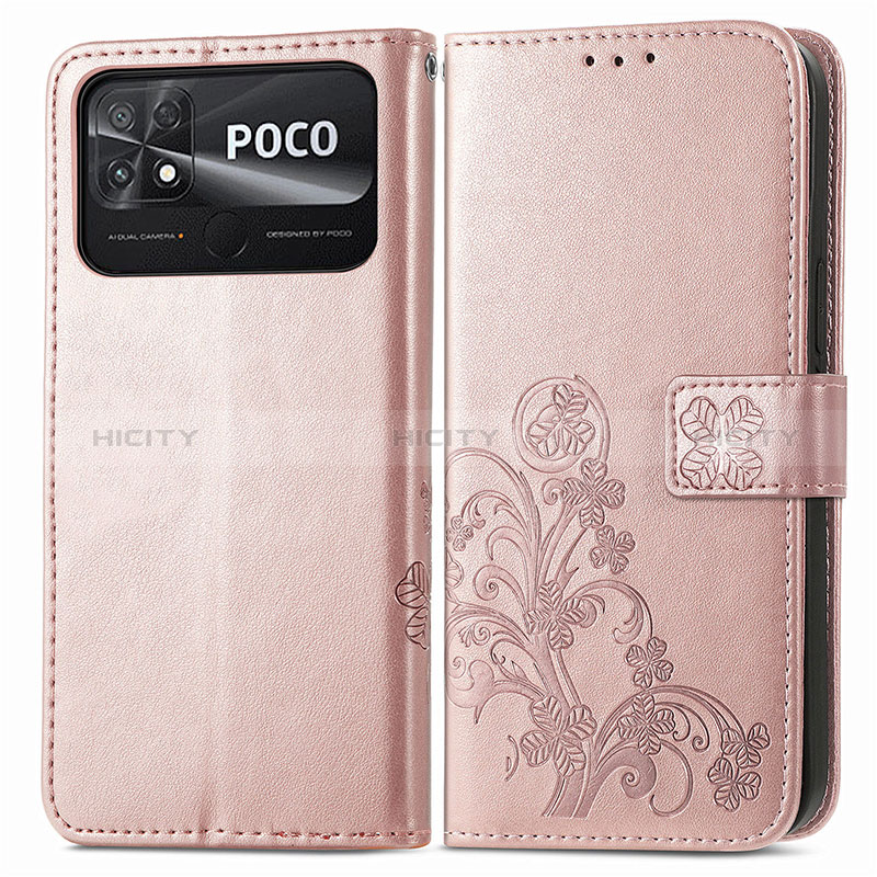 Custodia Portafoglio In Pelle Fiori Cover con Supporto per Xiaomi Poco C40