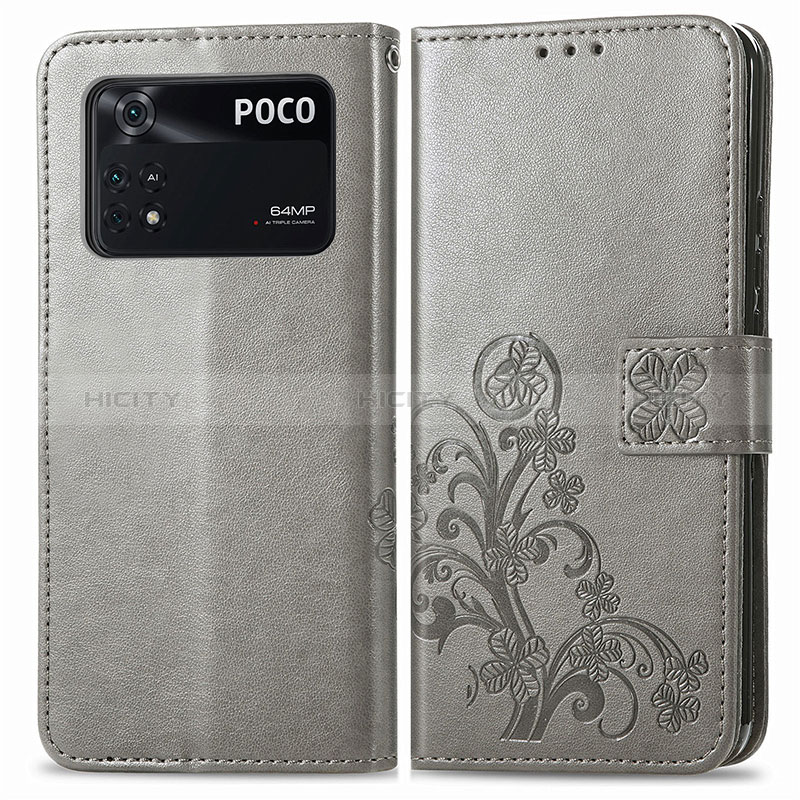 Custodia Portafoglio In Pelle Fiori Cover con Supporto per Xiaomi Poco M4 Pro 4G