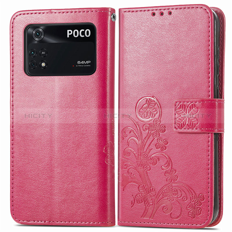 Custodia Portafoglio In Pelle Fiori Cover con Supporto per Xiaomi Poco M4 Pro 4G