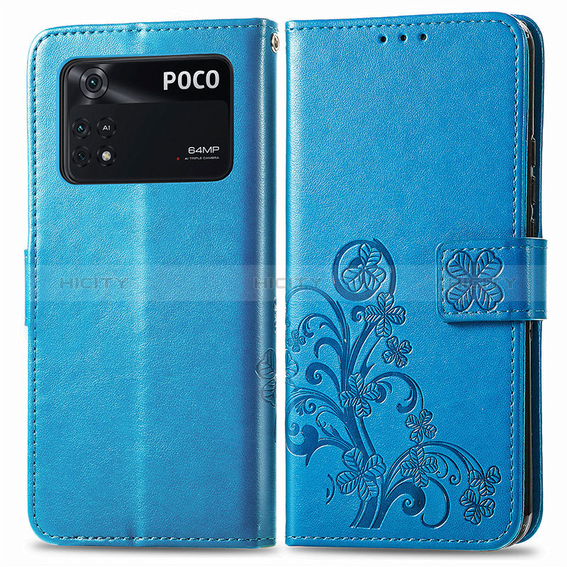 Custodia Portafoglio In Pelle Fiori Cover con Supporto per Xiaomi Poco M4 Pro 4G