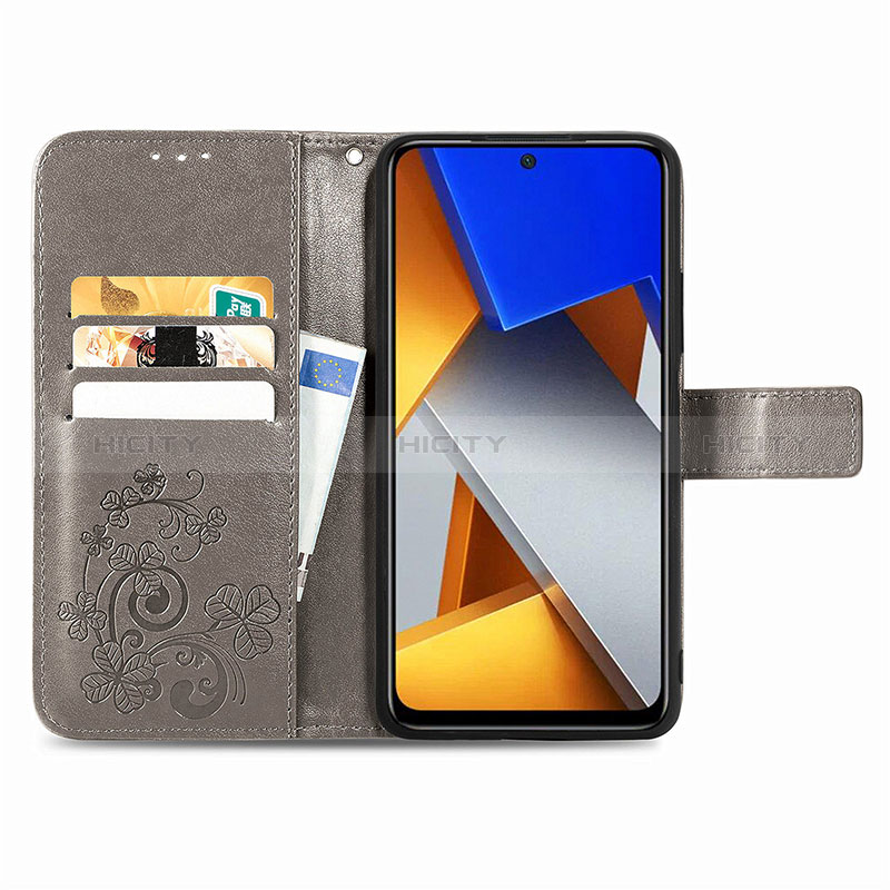 Custodia Portafoglio In Pelle Fiori Cover con Supporto per Xiaomi Poco M4 Pro 4G