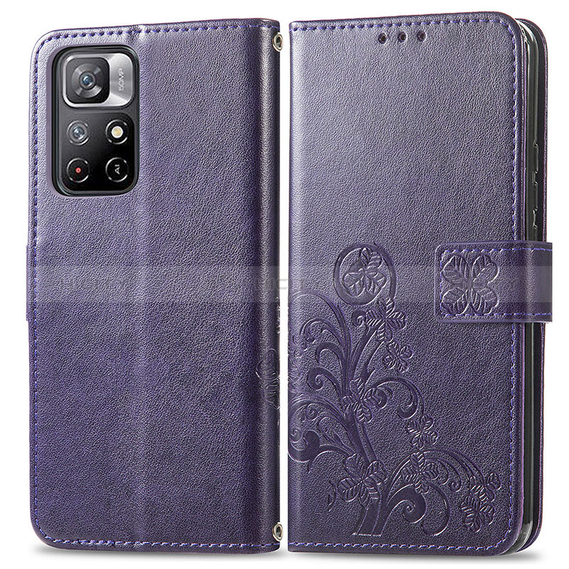 Custodia Portafoglio In Pelle Fiori Cover con Supporto per Xiaomi Poco M4 Pro 5G