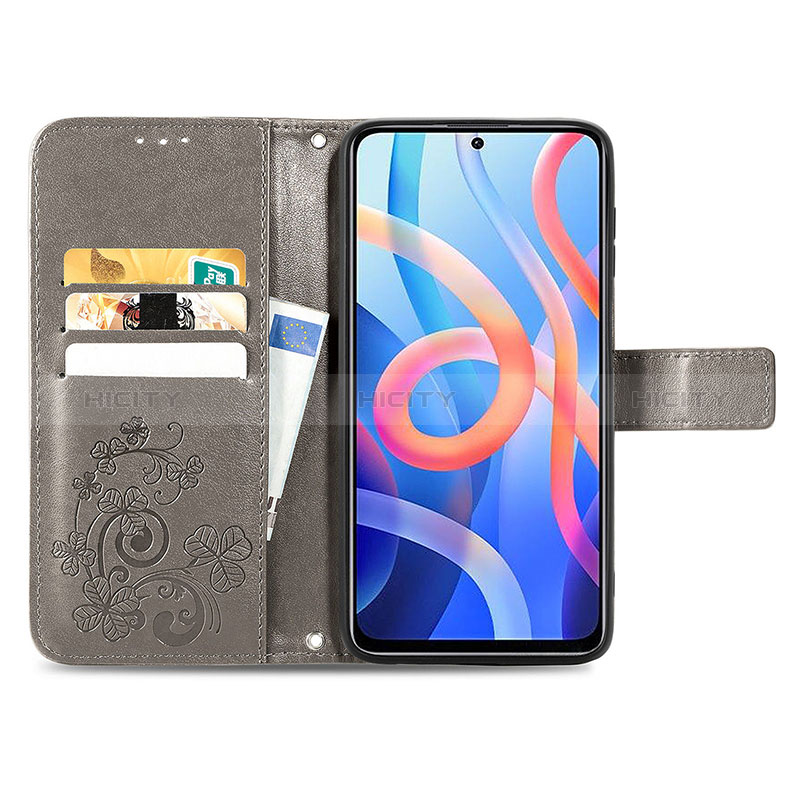 Custodia Portafoglio In Pelle Fiori Cover con Supporto per Xiaomi Poco M4 Pro 5G