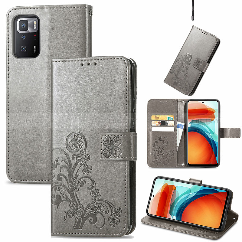 Custodia Portafoglio In Pelle Fiori Cover con Supporto per Xiaomi Poco X3 GT 5G