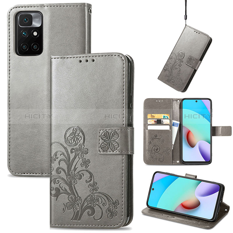 Custodia Portafoglio In Pelle Fiori Cover con Supporto per Xiaomi Redmi 10 (2022)