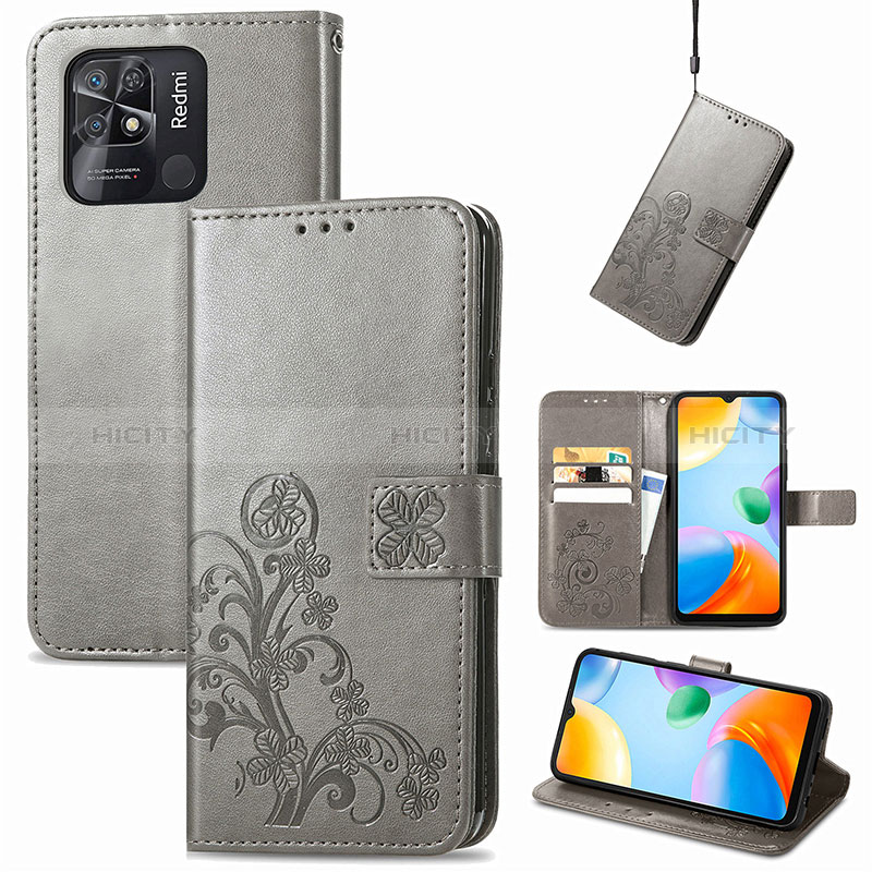 Custodia Portafoglio In Pelle Fiori Cover con Supporto per Xiaomi Redmi 10C 4G