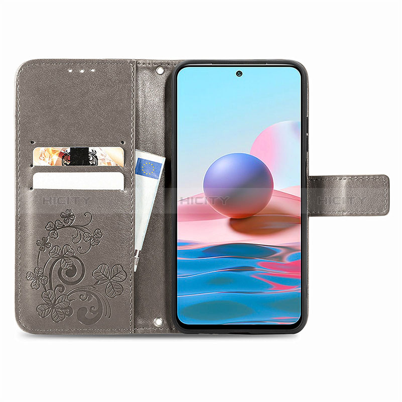 Custodia Portafoglio In Pelle Fiori Cover con Supporto per Xiaomi Redmi Note 10 4G