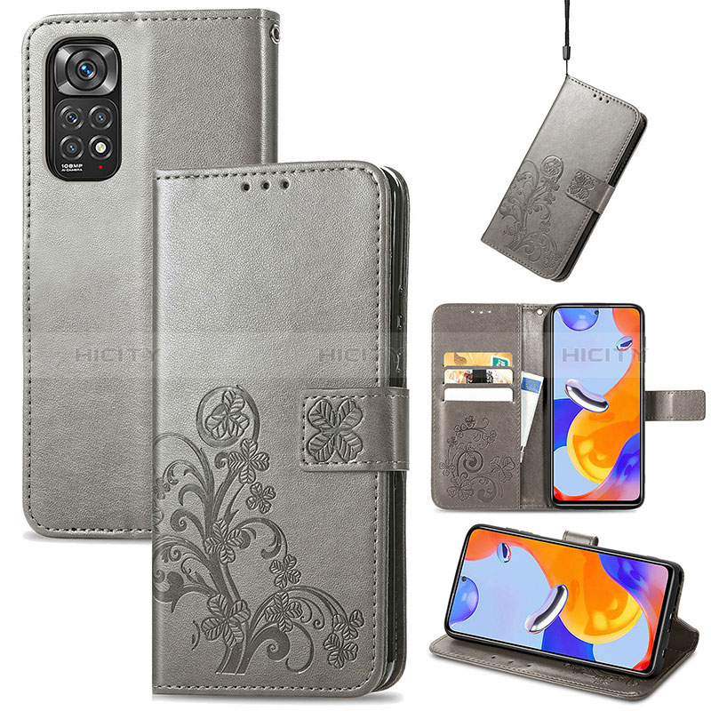 Custodia Portafoglio In Pelle Fiori Cover con Supporto per Xiaomi Redmi Note 11 Pro 4G