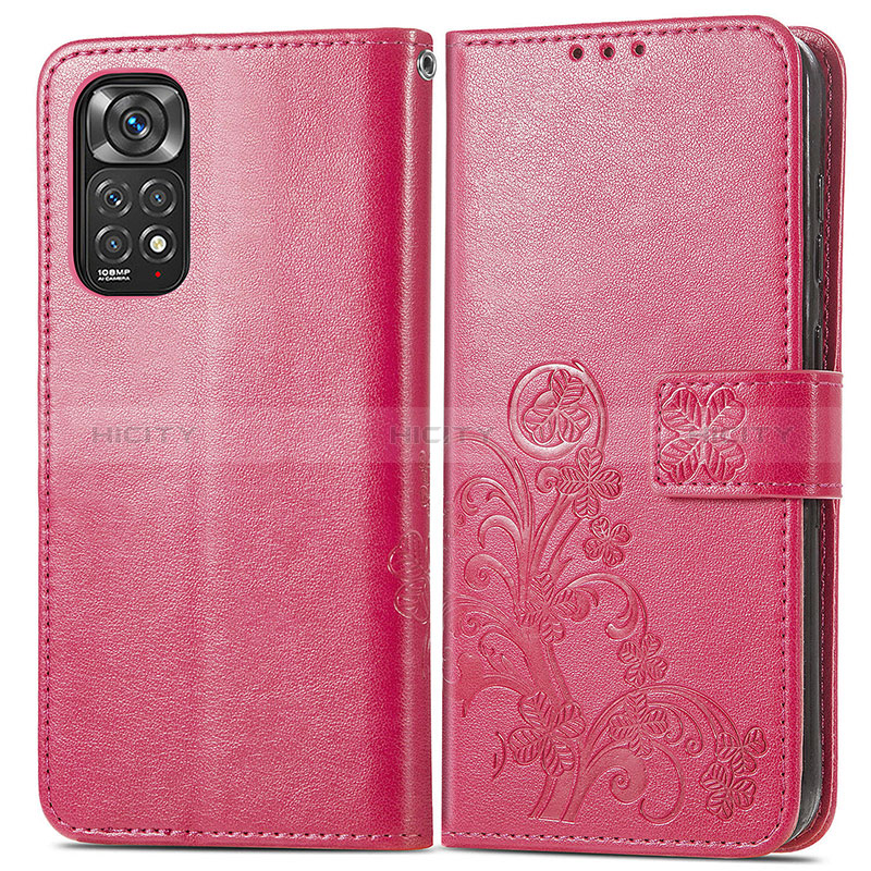 Custodia Portafoglio In Pelle Fiori Cover con Supporto per Xiaomi Redmi Note 12 Pro 4G Rosso