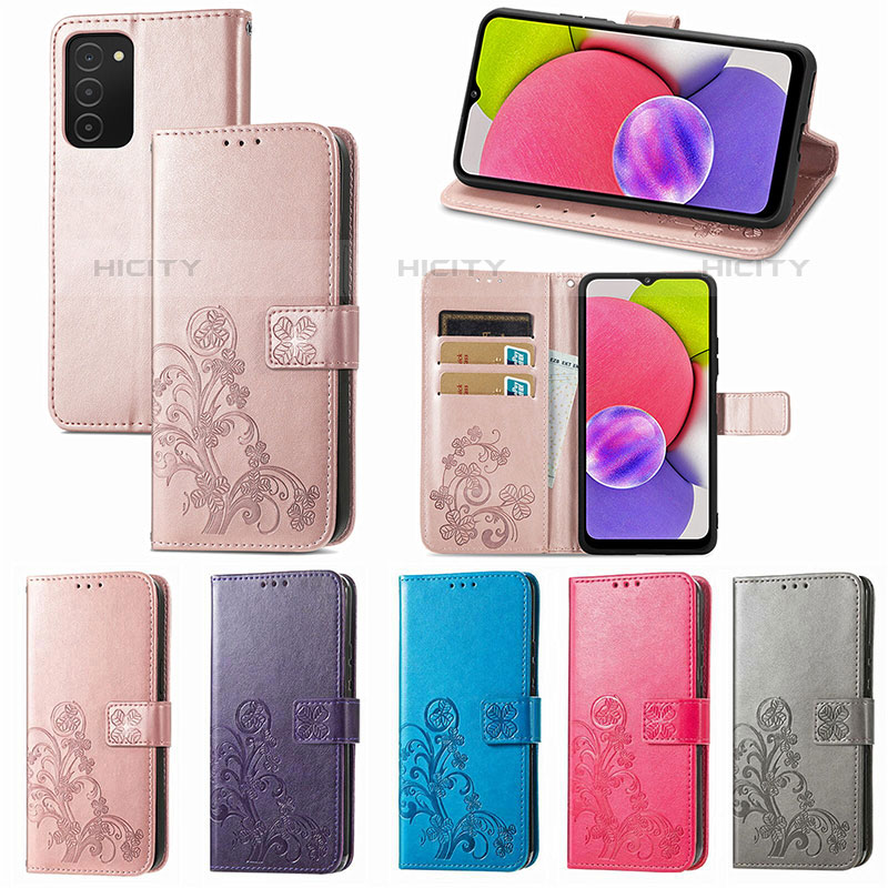 Custodia Portafoglio In Pelle Fiori Cover con Supporto S01D per Samsung Galaxy M02s