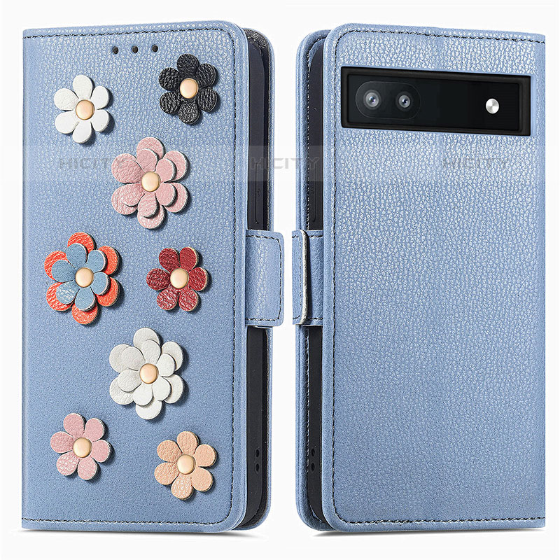 Custodia Portafoglio In Pelle Fiori Cover con Supporto S02D per Google Pixel 6a 5G