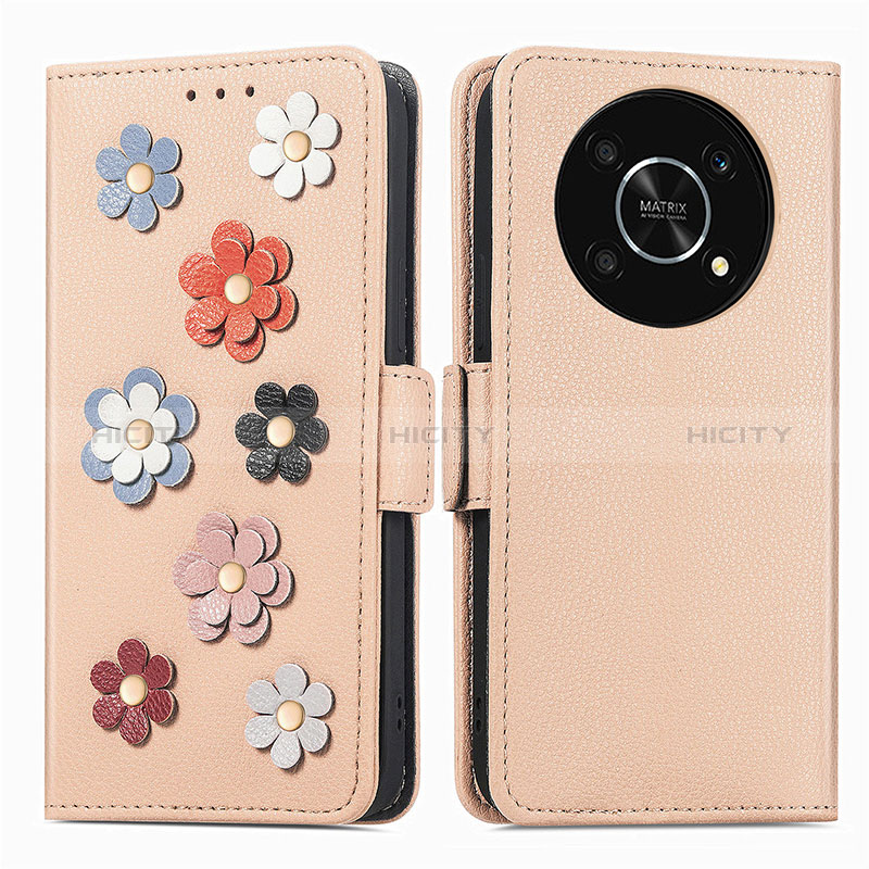 Custodia Portafoglio In Pelle Fiori Cover con Supporto S02D per Huawei Enjoy 50 Pro