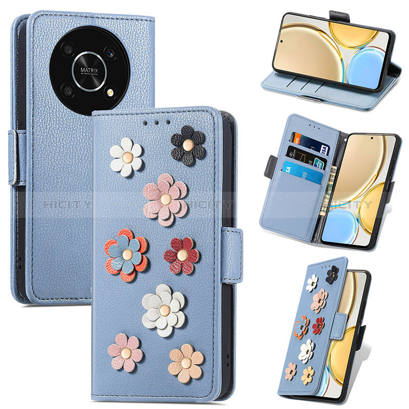 Custodia Portafoglio In Pelle Fiori Cover con Supporto S02D per Huawei Honor Magic4 Lite 5G