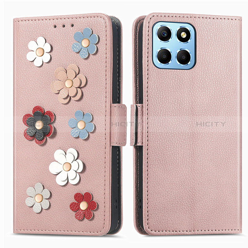 Custodia Portafoglio In Pelle Fiori Cover con Supporto S02D per Huawei Honor X6