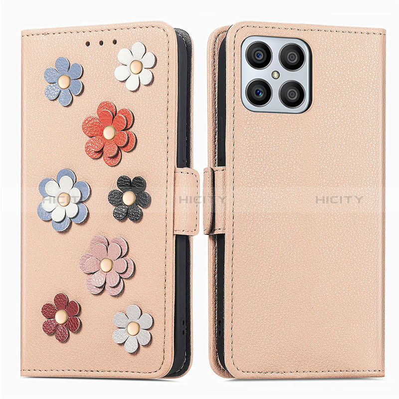 Custodia Portafoglio In Pelle Fiori Cover con Supporto S02D per Huawei Honor X8 4G