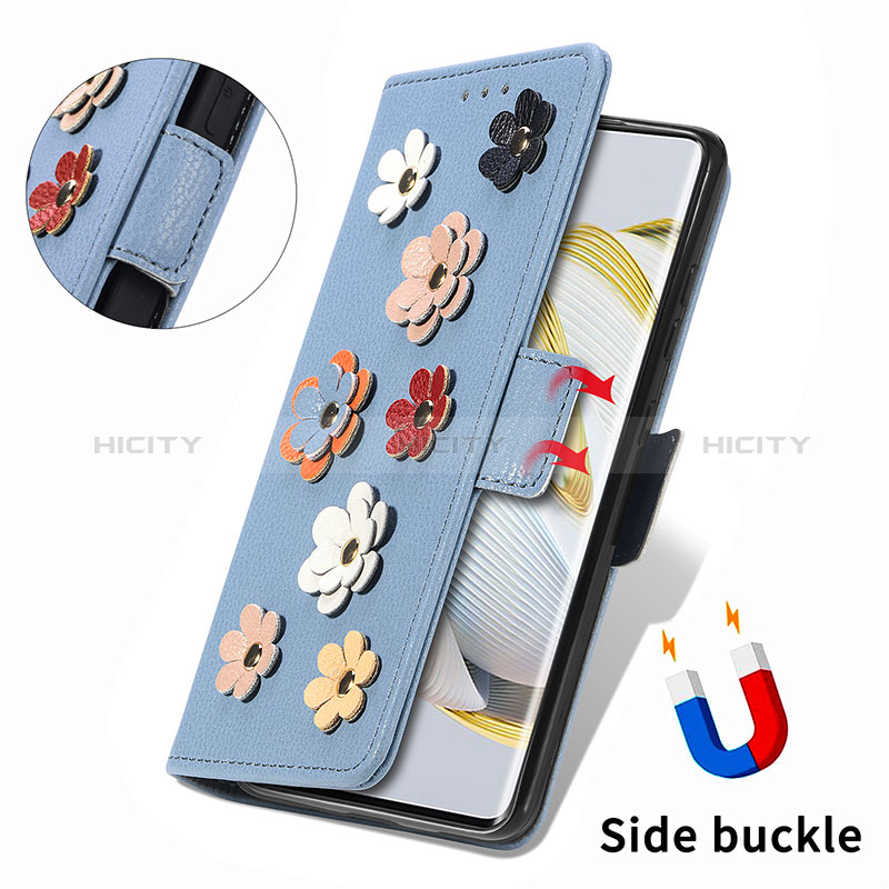 Custodia Portafoglio In Pelle Fiori Cover con Supporto S02D per Huawei Nova 10