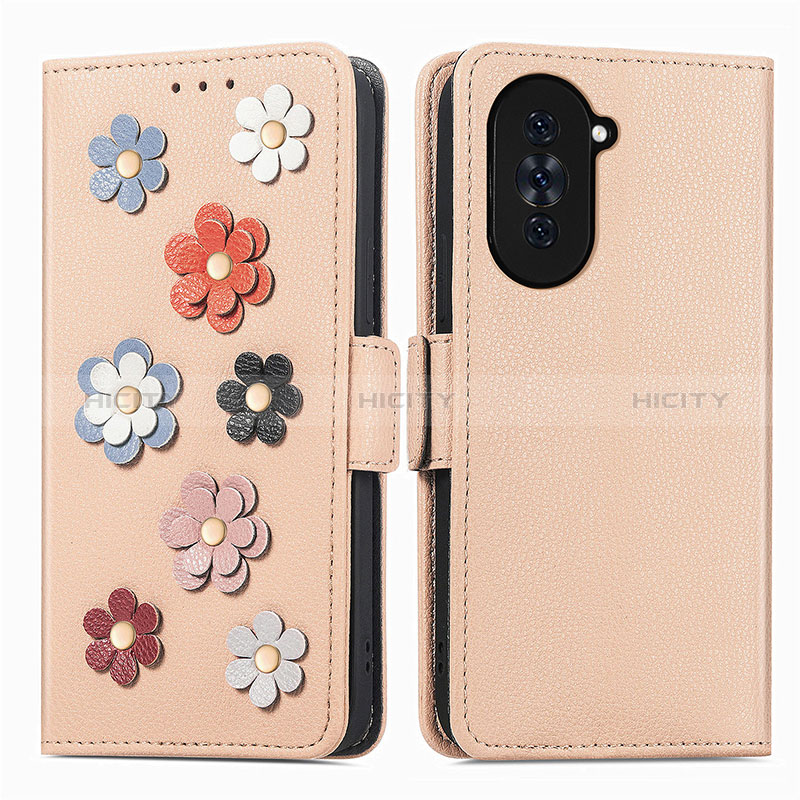 Custodia Portafoglio In Pelle Fiori Cover con Supporto S02D per Huawei Nova 10