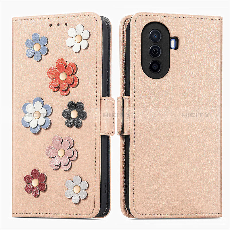 Custodia Portafoglio In Pelle Fiori Cover con Supporto S02D per Huawei Nova Y70