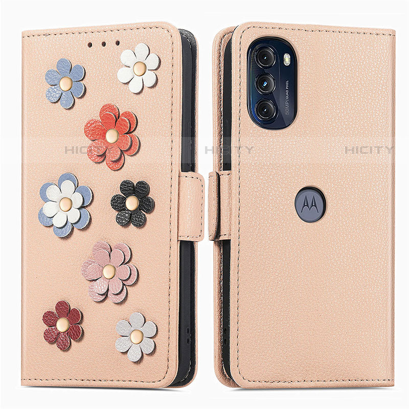 Custodia Portafoglio In Pelle Fiori Cover con Supporto S02D per Motorola Moto G 5G (2022)