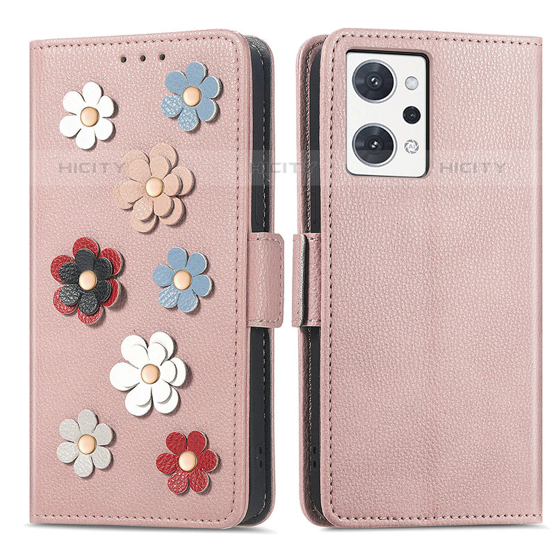 Custodia Portafoglio In Pelle Fiori Cover con Supporto S02D per Oppo Reno7 A