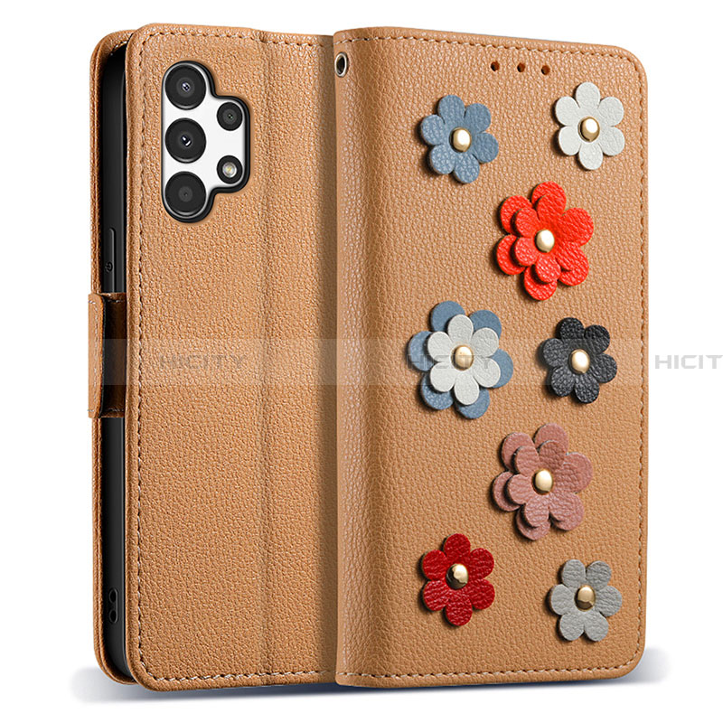 Custodia Portafoglio In Pelle Fiori Cover con Supporto S02D per Samsung Galaxy A13 4G