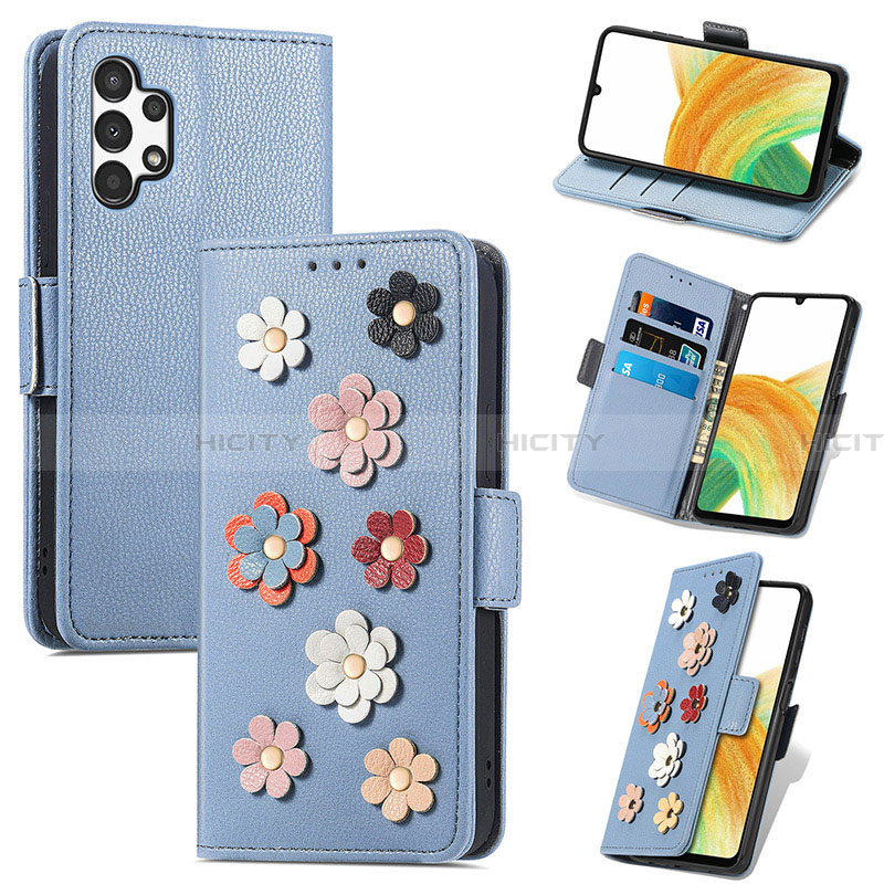 Custodia Portafoglio In Pelle Fiori Cover con Supporto S02D per Samsung Galaxy A13 4G