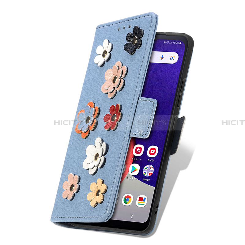 Custodia Portafoglio In Pelle Fiori Cover con Supporto S02D per Samsung Galaxy A22 5G SC-56B