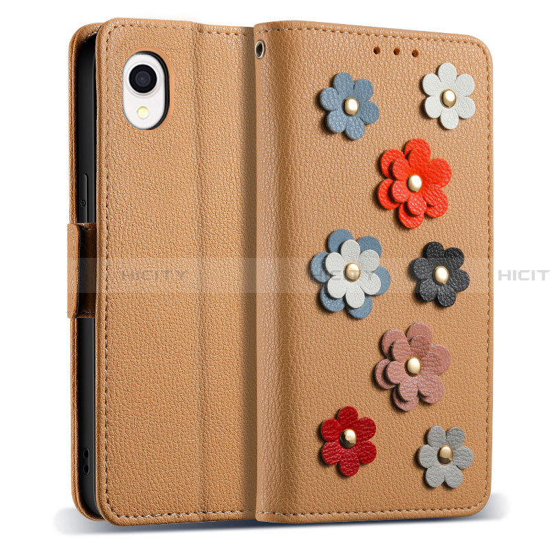 Custodia Portafoglio In Pelle Fiori Cover con Supporto S02D per Samsung Galaxy A22 5G SC-56B