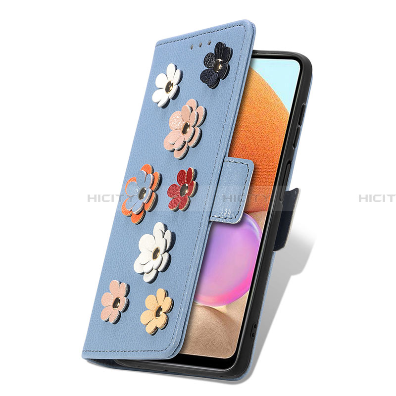 Custodia Portafoglio In Pelle Fiori Cover con Supporto S02D per Samsung Galaxy A32 4G