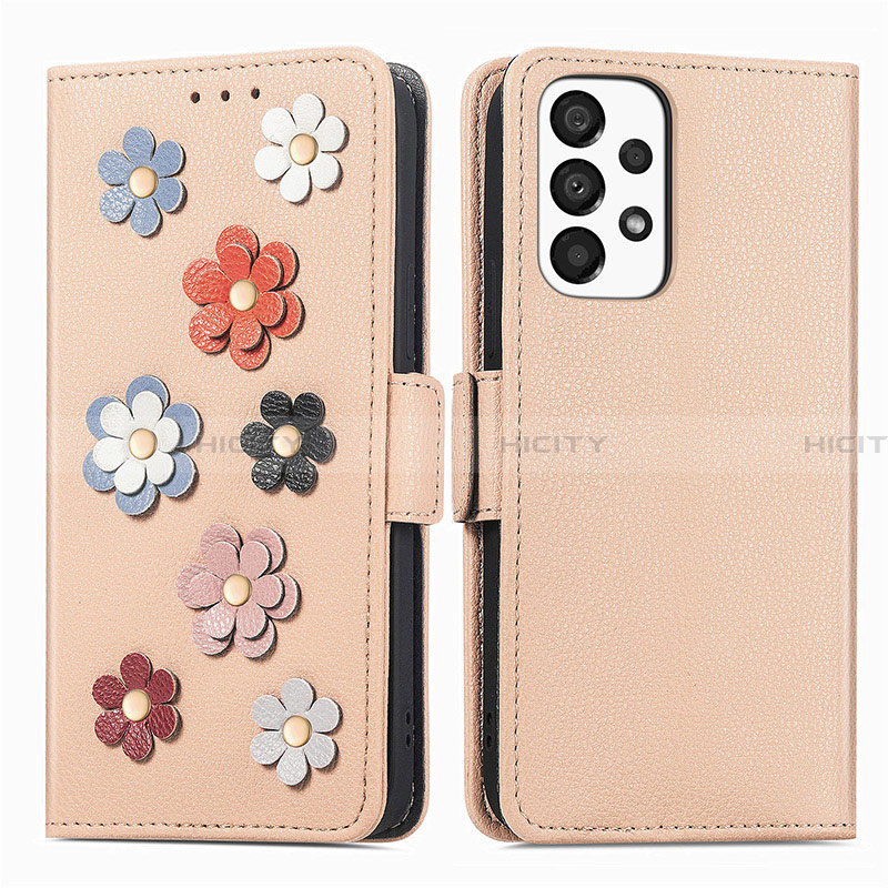 Custodia Portafoglio In Pelle Fiori Cover con Supporto S02D per Samsung Galaxy A33 5G